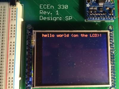 LCD screen showing 'Hello World' text